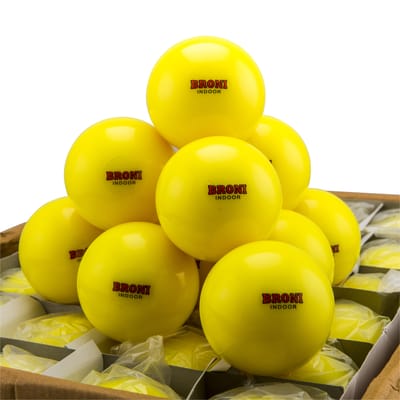 Hockeyballen Broni Indoor – geel – clubs – 120 stuks – topkwaliteit