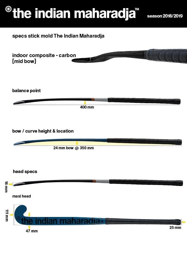 Indian Maharadja Iron blue – wood – MidBow – indoor hockeystick — foto 5